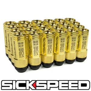 SICKSPEED 24 PC 24K GOLD ALUMINUM EXTENDED 50MM 2 PC LUG NUTS WHEELS 14X1.5  - Picture 1 of 1