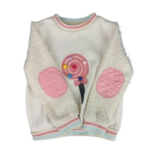 Doe A Dear Lollipop Sherpa Crewneck Sweater Sz 5 Party Candy Land Pink - Picture 1 of 5