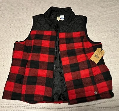 Chaleco acolchado acolchado de lana a cuadros búfalo talla XL con volantes talla XL nuevo Foto 1 de 4