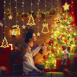 LED funkelnde Lichterkette Vorhang Fenster Weihnachten Party Hochzeit Xmas UK - Bild 1 von 20
