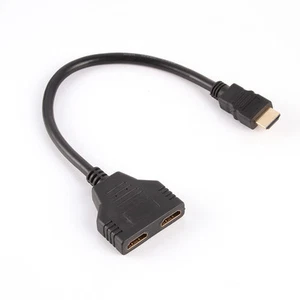 1080P HDMI Male to 2 Dual Female 1 In 2 Out Splitter Cable Adapter Converter PS3 - Picture 1 of 4