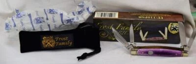 Cuchillo de 4 hojas de acero inoxidable Frost Family Series FF-109PS 440 con asas moradas nuevo en caja Foto 1 de 4