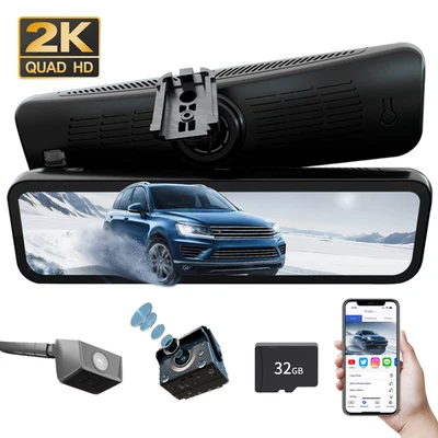 Interior Rear View Mirror Inside Rearview Front and Rear Dual Dash Camera 9.66'' - Image 1 of 4