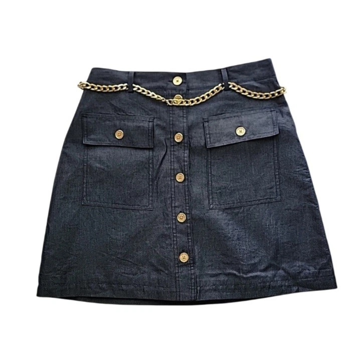 Michael Kors женщин карман спереди цепочка ремень юбка размер 6 индиго ополаскиватель - Изображение 1 из 1