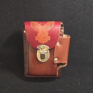 Estuche de cuero para cigarrillos y encendedores Harley Davidson vintage con lazo para cinturón... - Imagen 1 de 8