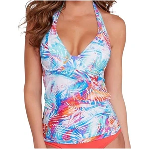 Island Palms Halter Tankini Top by SUNSETS Size 34DD - Picture 1 of 10