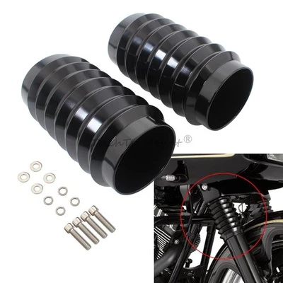 Retro Upper Fork Boot Slider Covers For Harley Street Road Glide Glide Road King Foto 1 de 4