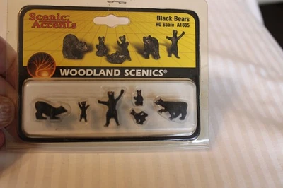 HO Scale Woodland Scenics, Black Bears, #A1885  BNOS - Image 1 of 3