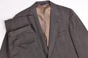 Vintage Cricketeer Herringbone Stripe Brown Wool Suit 40 R Pants 32x31 - Picture 1 of 18