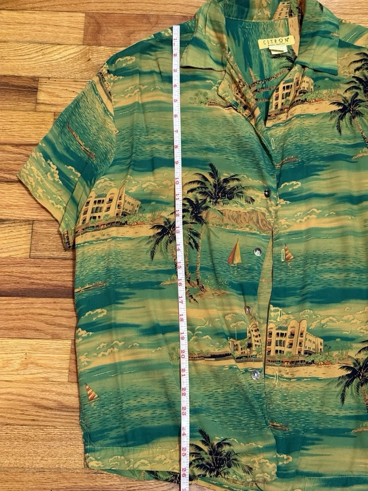 Citron Santa Monica 100% вискоза гавайская рубашка в зеленый и желтый - Изображение 1 из 4