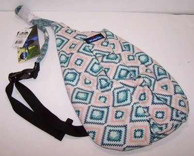 KAVU Mini Rope Sling Bag Sunset Diamond Pink Blue White ~ NWT $50 - Image 1 of 4