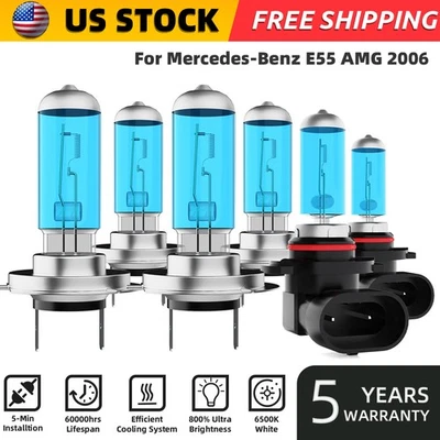Kit de 6 bombillas halógenas para faros blanco cálido 6000 k para Mercedes-Benz E55 AMG 2006 Foto 1 de 4