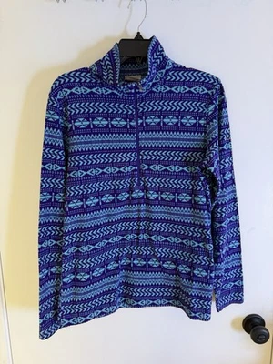 Chaqueta polar Columbia Benton Springs media cremallera, grande para mujer, estampado azteca verde azulado Foto 1 de 4