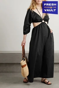 RRP€595 MARA HOFFMAN Maxi Dress Plus Size 3X Black Cut Out Elasticated Waist - Picture 1 of 6