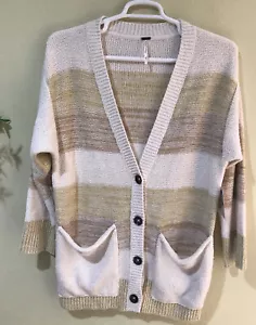 Free People maglione cardigan Southport Beach Grains tasche combinate taglia XS f7 nuovo con etichette - Foto 1 di 7