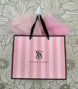 New VICTORIAS SECRET RIBBON Strap PINK Store SHOPPING Paper BAG+GIFT Wrap Tissue - Picture 1 of 6