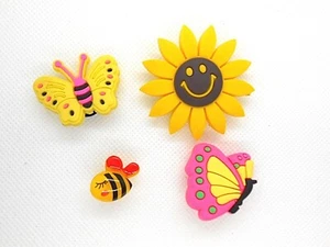 Butterflies, Bee & Large Sunflower--4Pcs Shoes Charms for Crocs --Lot#11 - Picture 1 of 2
