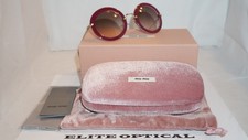 New Authentic MIU MIU Sunglasses Cyclamen Gold Oval/Brown SMU13N 49 26 DHH-1E2