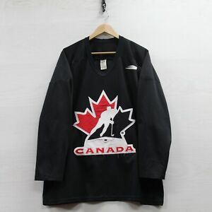Vintage Team Canada Bauer Practice Jersey Size Large Black IIHF Olympics Sewn
