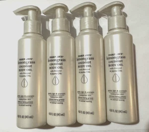 New Trader Joe's Lemongrass Coconut Almond Jojoba Body Oil 4.8oz x 4 Bottles - Picture 1 of 2