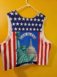 Vintage Handmade American Flag Vest Statue Liberty Patriotic God Bless Unisex - Picture 1 of 2