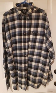 NUEVO CON ETIQUETAS Para Hombres Realtree Franela Azul Negro Blanco Algodón Franela Cuadros Camisa Logo - Imagen 1 de 5