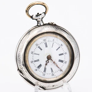 35,3 mm ø - Teildefekte Antike Ariste Châtelain Silber 800 Taschenuhr - um 1905 - Bild 1 von 11