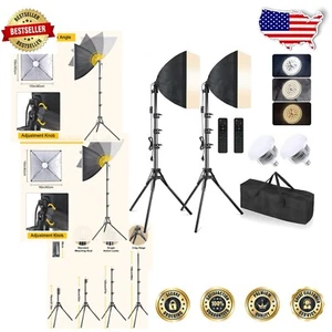 Versatile Softbox Studio Lights - 2X 16'' LED Kit with Adjustable Tripod Stands - Picture 1 of 9