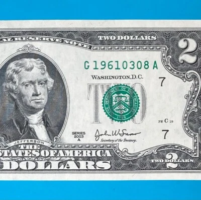 1961 March 8 : G 19610308 A BIRTHDAY $2 Two Dollar Bill *UNC*   - Image 1 of 3