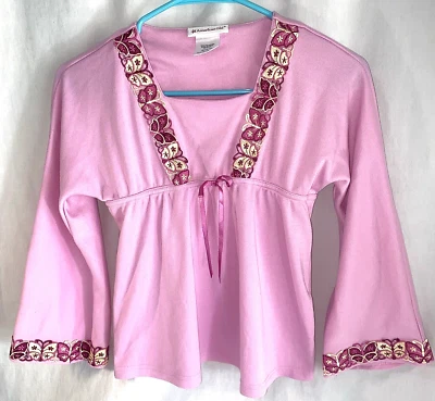 American Girl Pink Butterfly Long Sleeve Top Shirt Size Medium 10/12 - Image 1 of 4