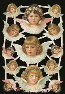 Chatarra troquelada estilo vintage alemán en relieve - Ángeles de Pascua de Navidad EF7315 - Imagen 1 de 1