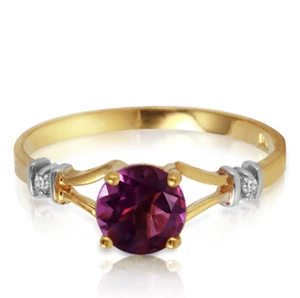 0,92 Karat 14K massiver Gold lila Amethyst Edelstein Ring mit Diamanten Größe 5-11 - Bild 1 von 10