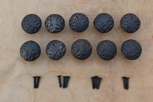 Vintage Cast iron knob Handles flower Cabinet Dresser Drawer Pulls knobs 10 pc - Picture 1 of 6