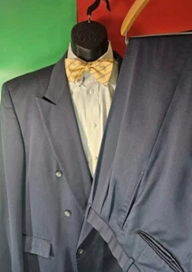 Oleg Cassini Italia Mens Sz 48R Dbl-breasted Suit, Pants 40x29 + John Weitz Tie - Picture 1 of 24