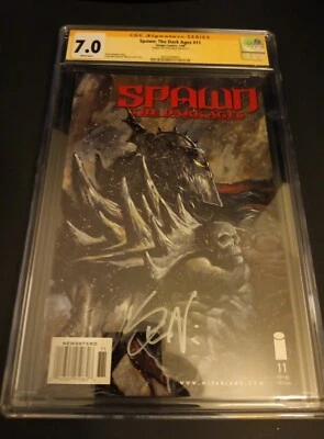 Spawn Dark ages 11 Newsstand CGC SS Graded 7.0 Unpressed signed Steve Niles  - Image 1 of 4