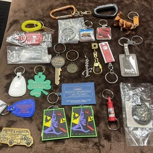 Lot of 23 Vintage/Novelty Key Rings, Fobs, Metal/ Plastic /Leather, Some New - Picture 1 of 23