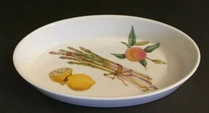 Cazuela ovalada Evesham Royal Worcester 1961 10,5" espárragos limón melocotón - Imagen 1 de 7