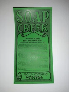 Soap Creek Saloon TIM HENDERSON Tischkarte Poster Flyer Austin Texas - Bild 1 von 1