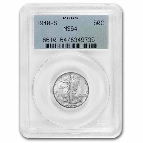 1940-S Walking Liberty Half Dollar MS-64 PCGS Cover