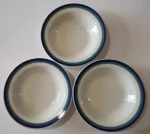 Pfaltzgraff Northwinds Set of THREE Rim Soup Bowls 8-1/2" Smooth Rim Blue Green - Picture 1 of 7