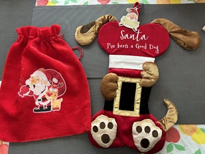Christmas stocking lot 2 pcs NWT DOG Photo I Been a Good Dog & SANTA Sack NEW - Picture 1 of 4
