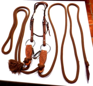 Brida de entrenamiento para caballos de Dennis Reis con cuerda y riendas y correas Slobbler - Imagen 1 de 11