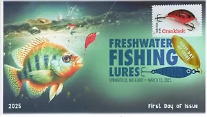 25-096, 2025, Freshwater Fishing Lures, First Day Cover, Digital Color Postmark, - Picture 1 of 1