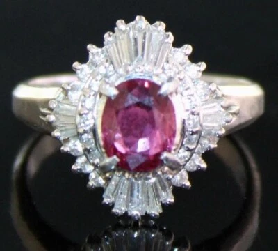 Platinum Diamond ring GIA 1.64ctw Oval Ruby w/ Diamond Double Halo Cocktail Ring - Image 1 of 4