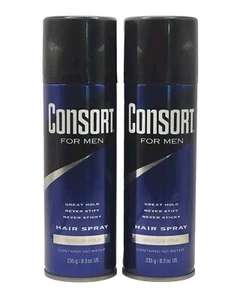 Consort Aerosol Hair Spray For Men REGULAR HOLD 8.3 oz - Pack of 2 - 12 Hr Hold - Picture 1 of 5