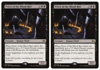 MTG - 2 x Priest of the Blood Rite & 5/5 Demon Token - Rare - Origins (ORI) - LP - Image 1 of 2