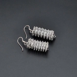Spring Sterling Silver Butterfly Dangle Earrings - Elegant Handmade Jewelry - Picture 1 of 6