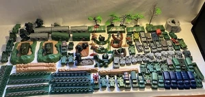 Vintage 1970s Blue Box Hong Kong Military Toys Tank Jeep Trucks Plastic Army Lot - Picture 1 of 10