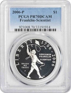 2006-P Franklin Scientist Silver Commemorative Dollar PR70DCAM PCGS Proof 70 DC - Picture 1 of 2