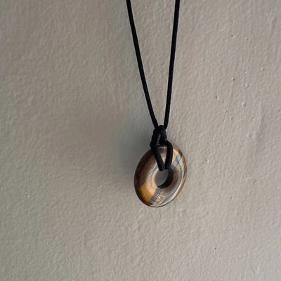 Artisan Made Tigers Eye Stone Adjustable Chain Necklace Boho - Image 1 of 4